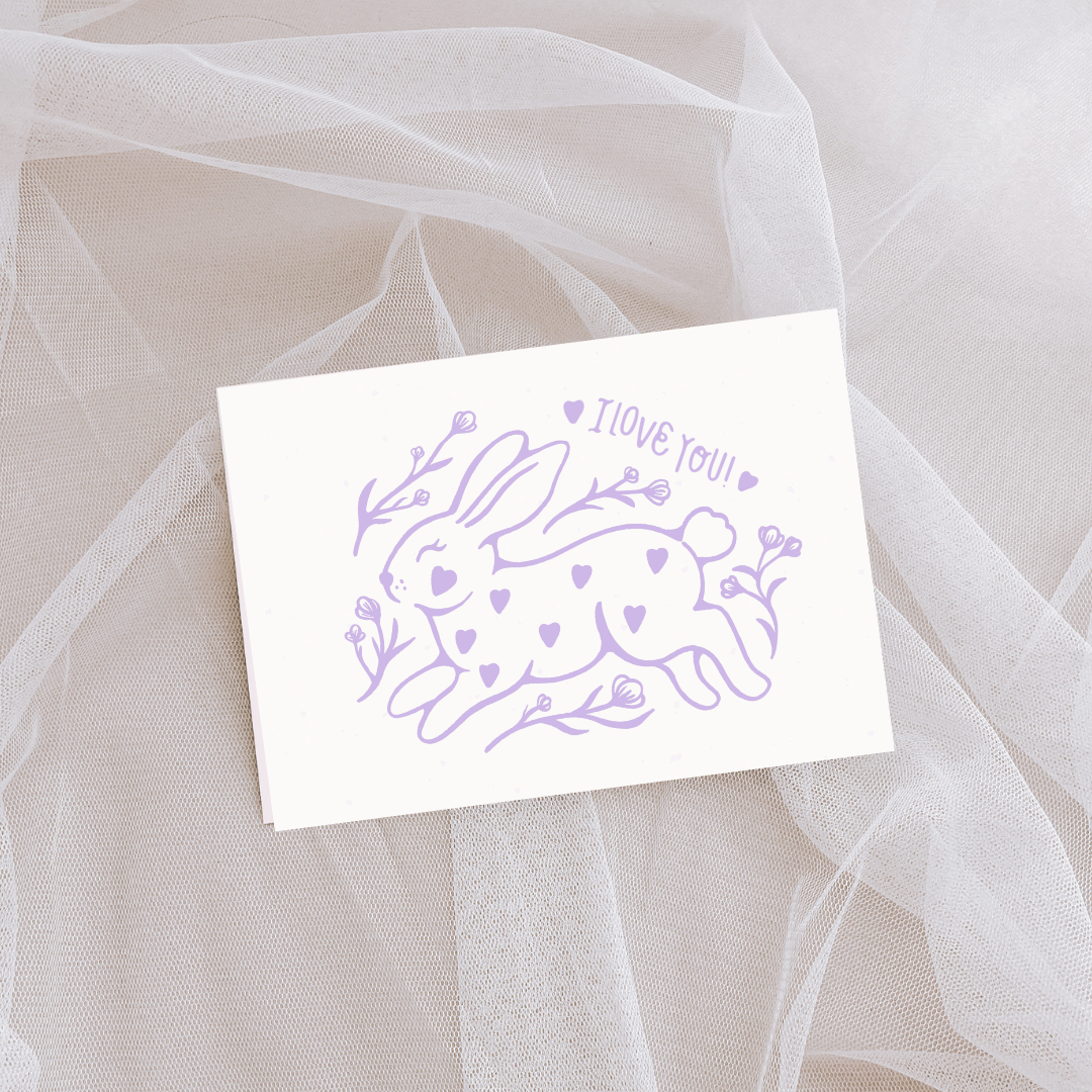 I Love You! Light Purple Bunny Card