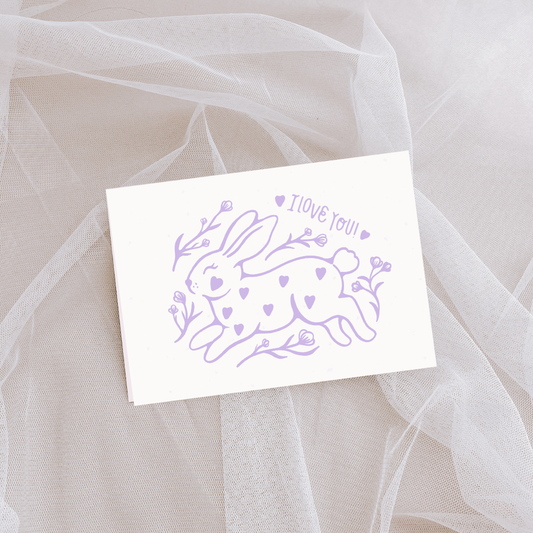 I Love You! Light Purple Bunny Card