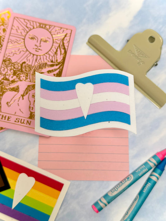 Trans Flag Paper Art Sticker